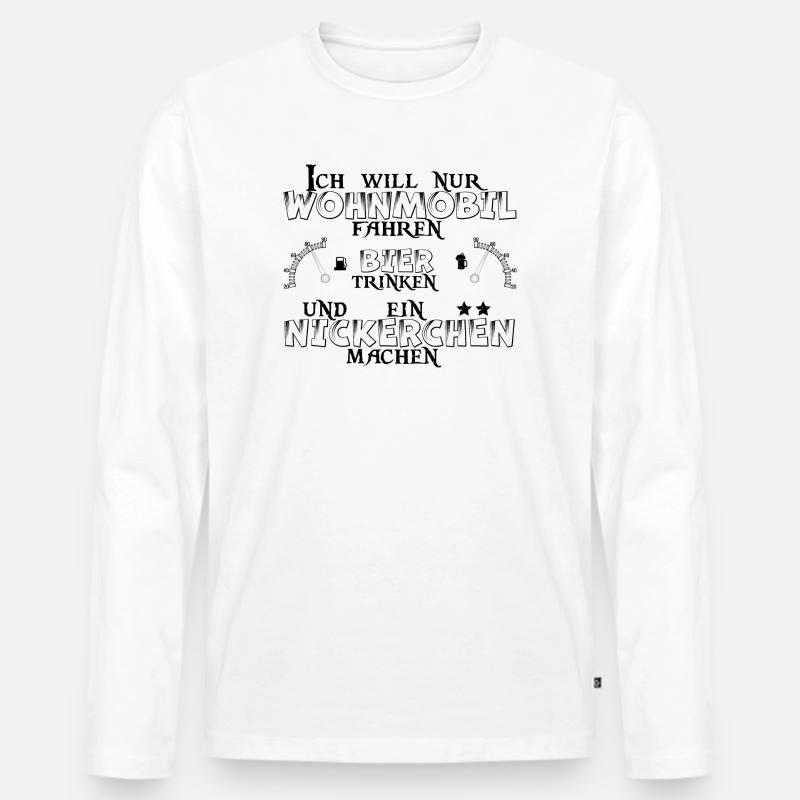 Wohnmobil Bier Nickerchen Camping - Männer Premium Bio Langarmshirt - Weiß