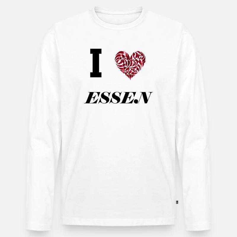 I love Essen - Männer Premium Bio Langarmshirt - Weiß