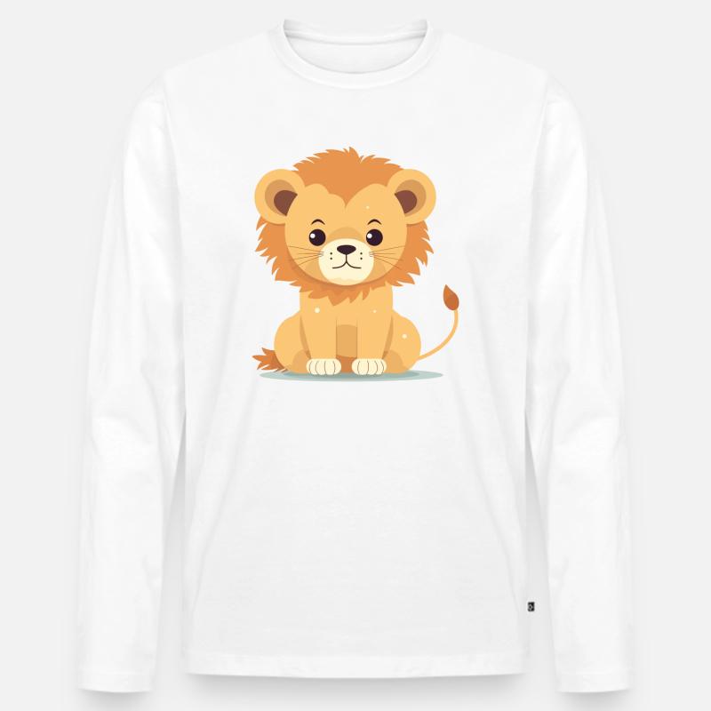 Babylöwe - Männer Premium Bio Langarmshirt - Weiß