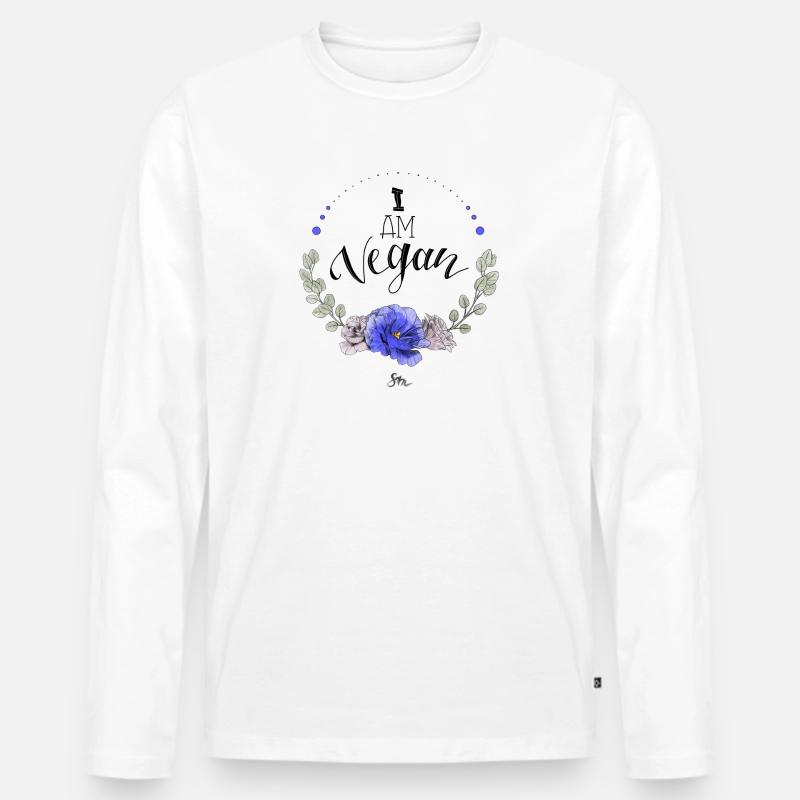 I am vegan - Männer Premium Bio Langarmshirt - Weiß
