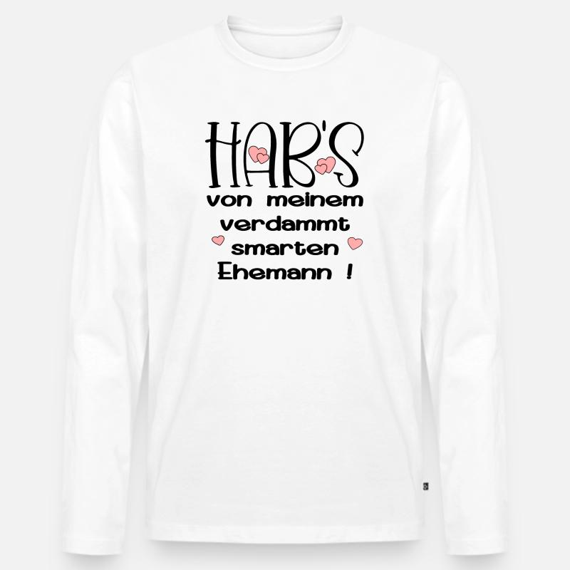 EHEPARTNER SPRÜCHE - SMARTER EHEMANN - HUMOR - Männer Premium Bio Langarmshirt - Weiß