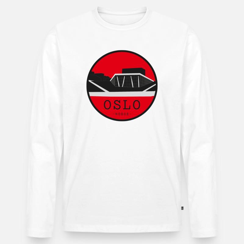 Oslo Operahus Silhouette - Männer Premium Bio Langarmshirt - Weiß