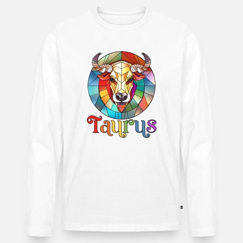 Stier, Sternzeichen, Horoskop - Männer Premium Bio Langarmshirt - Weiß