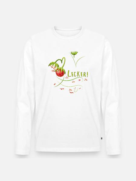 Erdbeerzeit, lecker, Erdbeere - Männer Premium Bio Langarmshirt - Weiß
