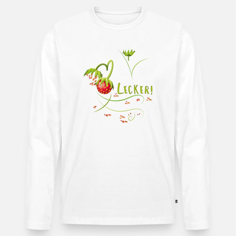 Erdbeerzeit, lecker, Erdbeere - Männer Premium Bio Langarmshirt - Weiß