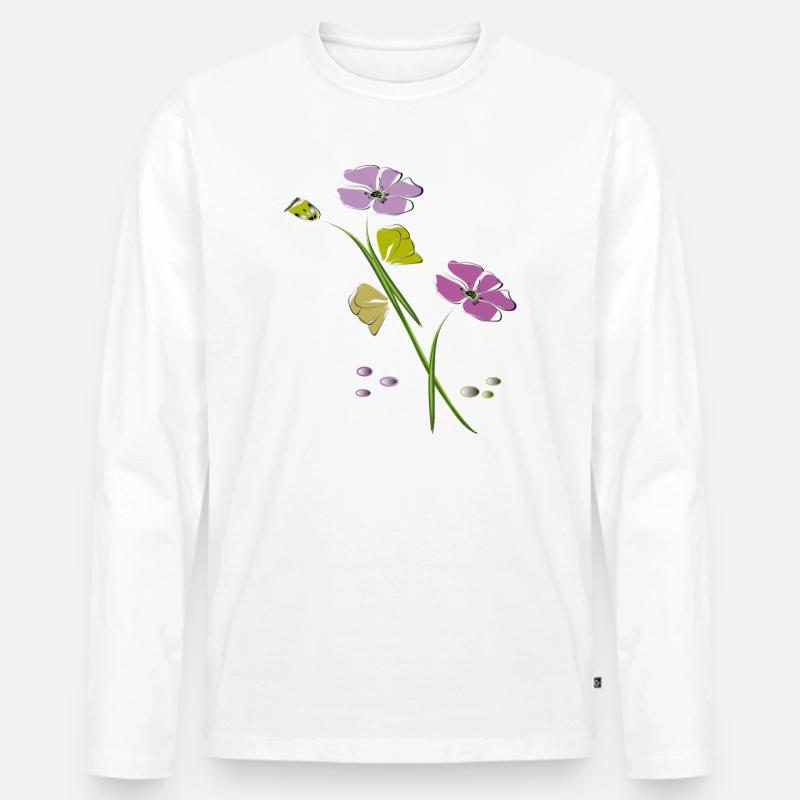 Blumen, Flowers - Männer Premium Bio Langarmshirt - Weiß