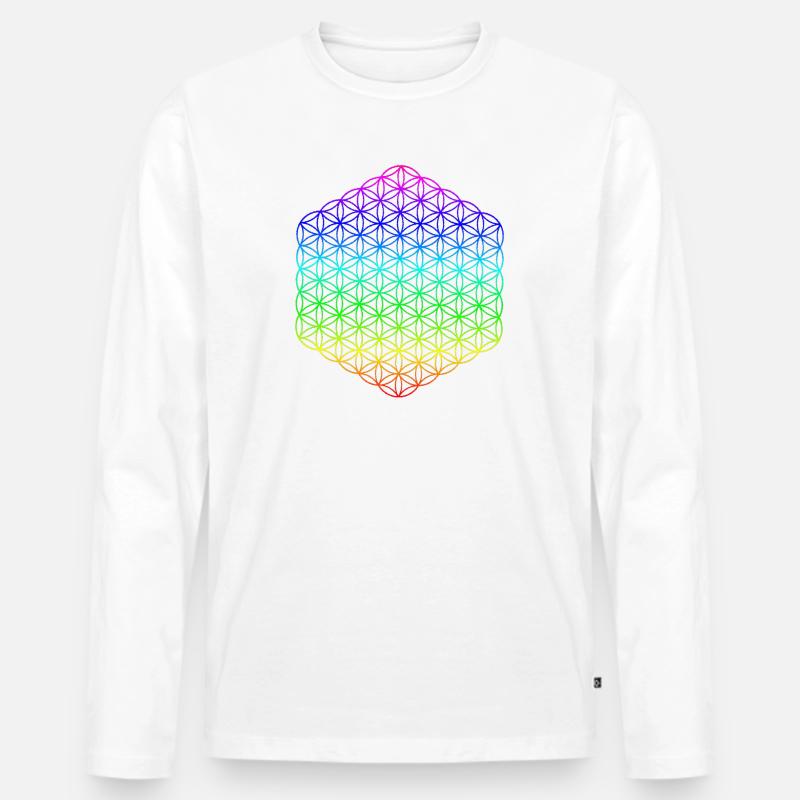 Blume des Lebens - 5. Dimension - Mandala - Männer Premium Bio Langarmshirt - Weiß