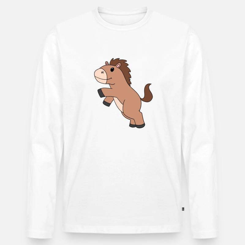 Niedliches Pferd - Männer Premium Bio Langarmshirt - Weiß