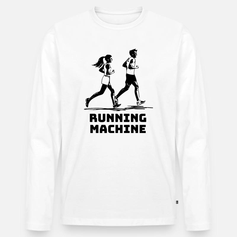 RUNNING MACHINE - Männer Premium Bio Langarmshirt - Weiß