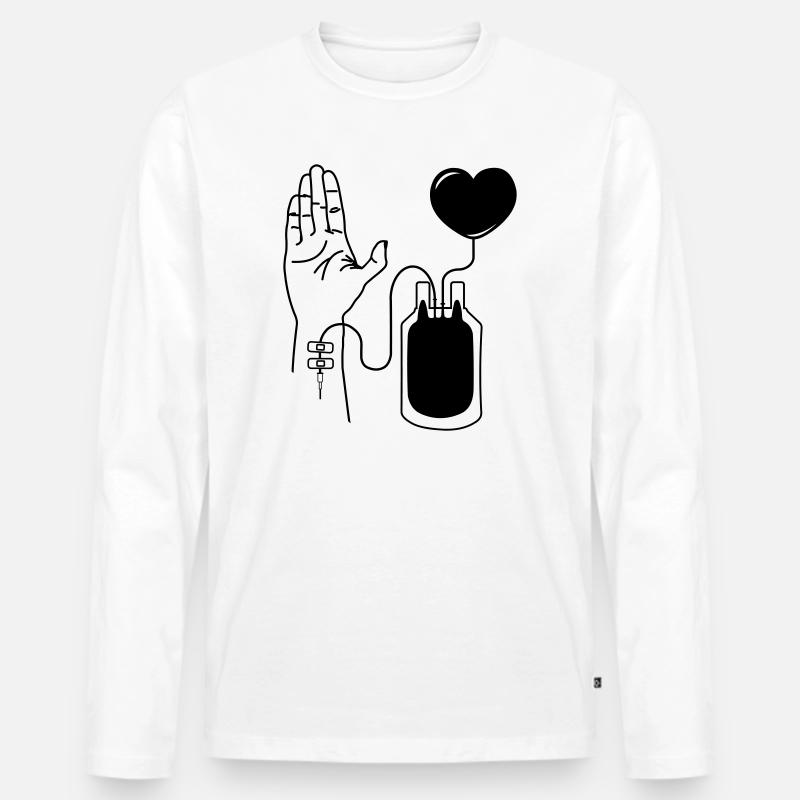 Blut spenden - Männer Premium Bio Langarmshirt - Weiß