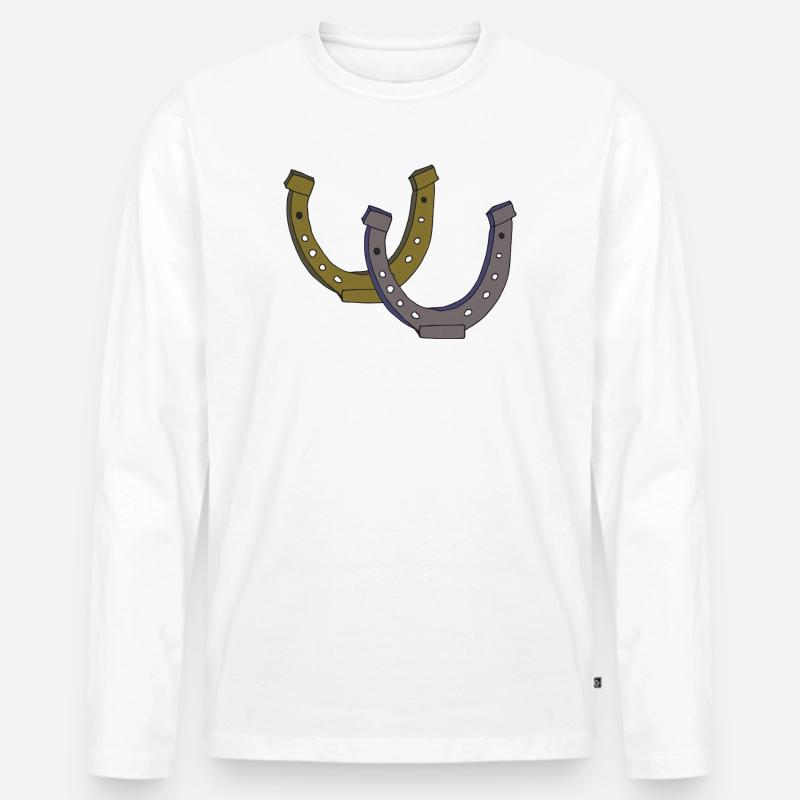 hufeisen doppelt - Männer Premium Bio Langarmshirt - Weiß