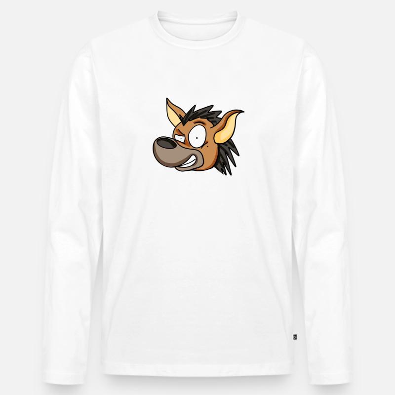 Hyäne - Männer Premium Bio Langarmshirt - Weiß