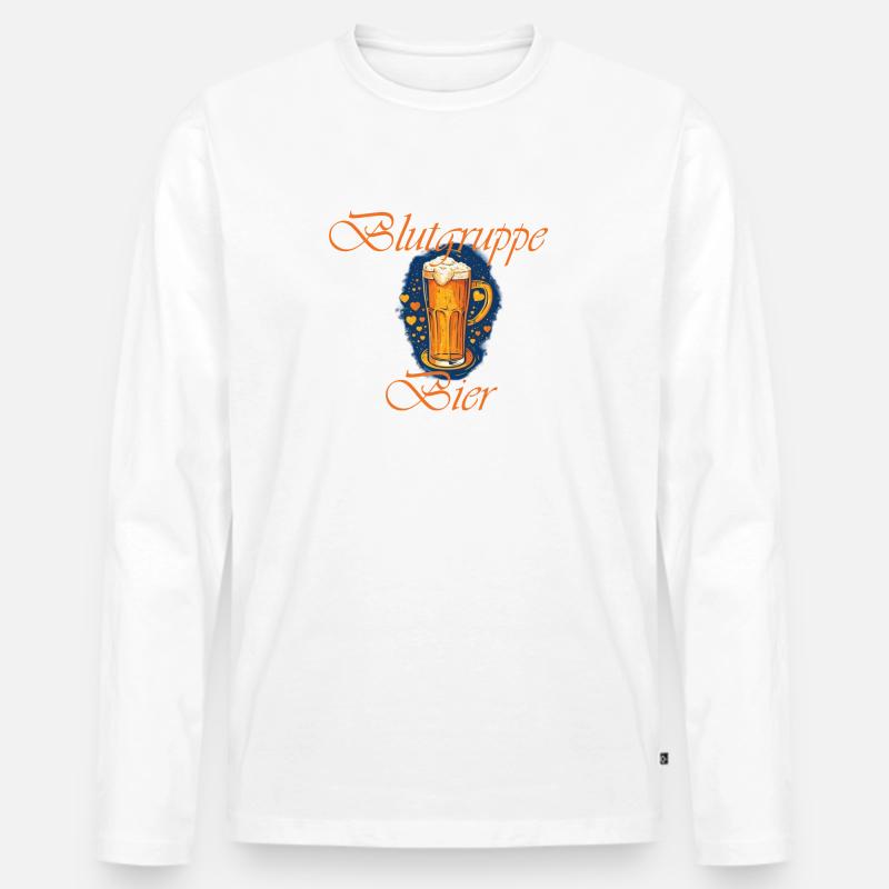 Blutgruppe Bier - Männer Premium Bio Langarmshirt - Weiß