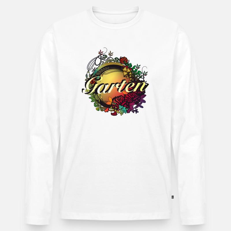 bunter Garten in Jugendstil Glasfenster Optik - Männer Premium Bio Langarmshirt - Weiß