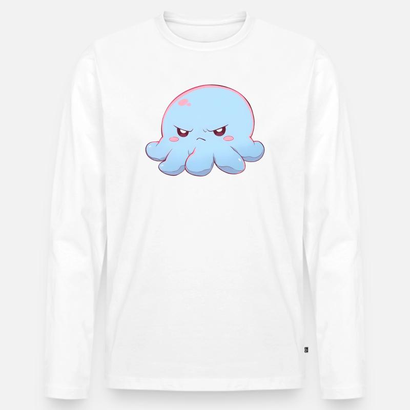 Blue grumpy octopus - Männer Premium Bio Langarmshirt - Weiß