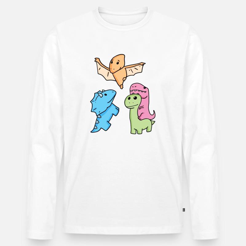 Dinosaurier - Männer Premium Bio Langarmshirt - Weiß