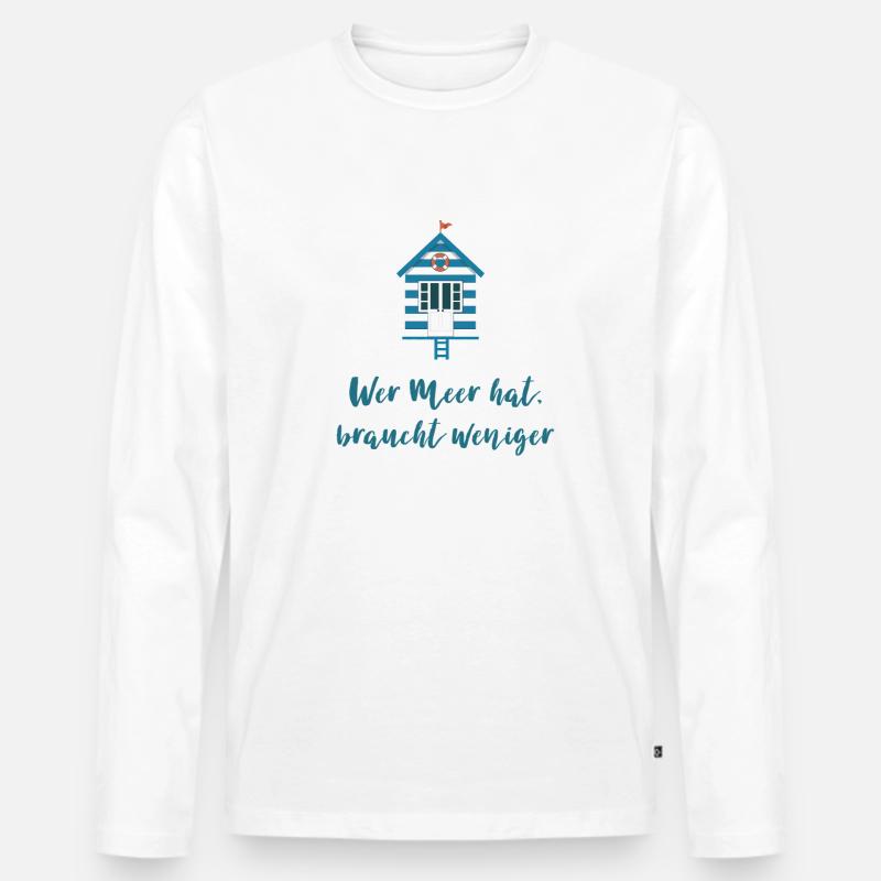 Wer Meer hat braucht weniger - Männer Premium Bio Langarmshirt - Weiß