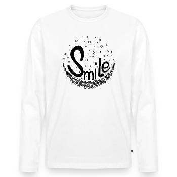 Smile - Men's Premium Organic Long Sleeve Shirt - white - Front - Nico (187cm)