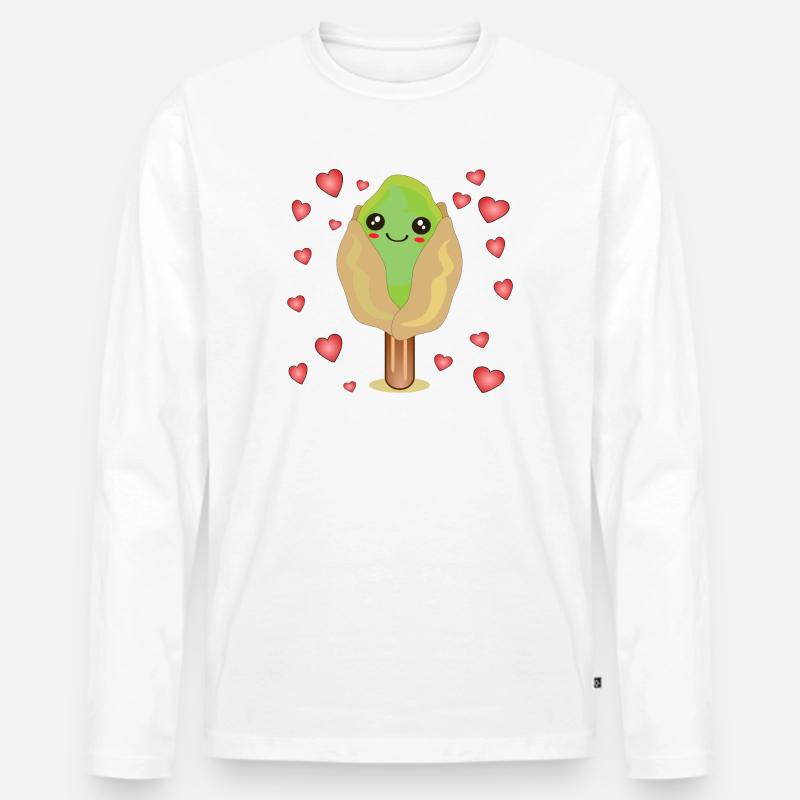 PISTAZIEN EISCREME - Männer Premium Bio Langarmshirt - Weiß