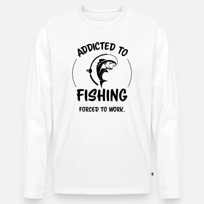 Angelsüchtig – Angelhumor - Männer Premium Bio Langarmshirt - Weiß