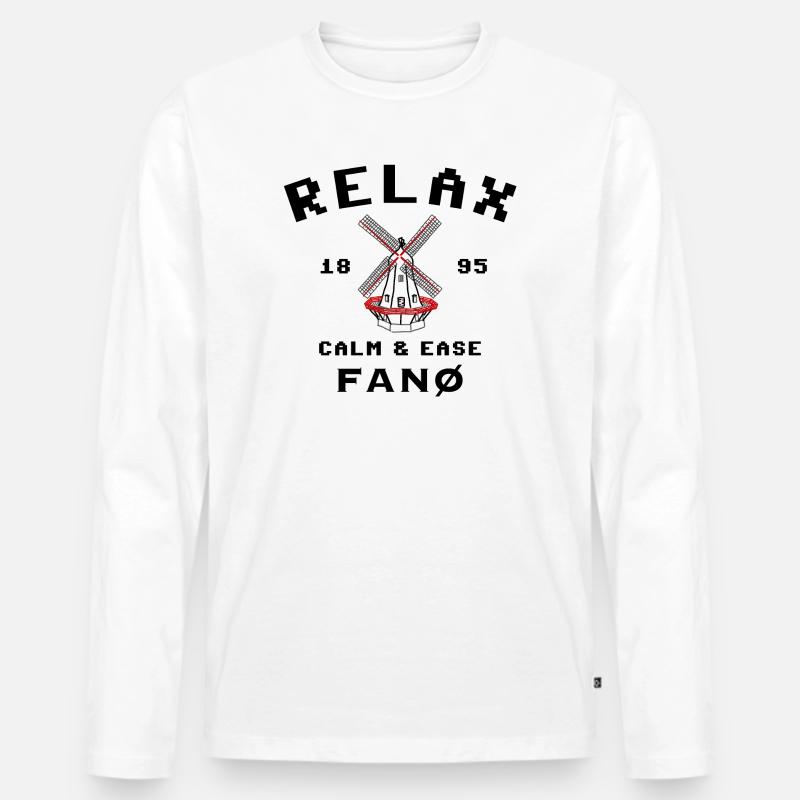 Fanø Dänemark, Windmühle in Sønderho, Relax - Männer Premium Bio Langarmshirt - Weiß