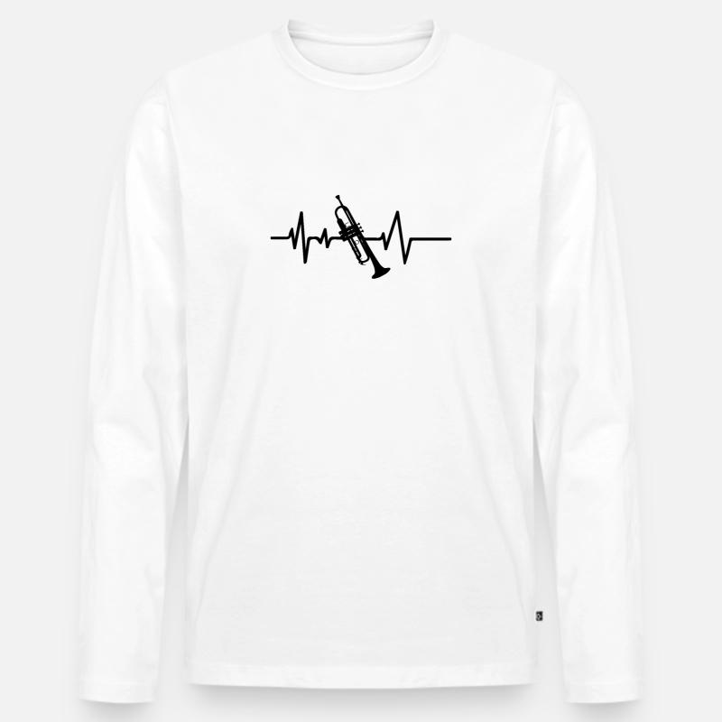 Trompete Heartbeat Bester Trompeter Spieler - Männer Premium Bio Langarmshirt - Weiß