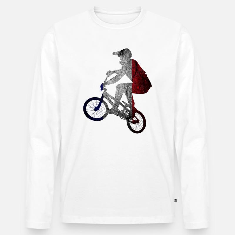 Tri-Color-Radfahrer-Silhouette - Männer Premium Bio Langarmshirt - Weiß