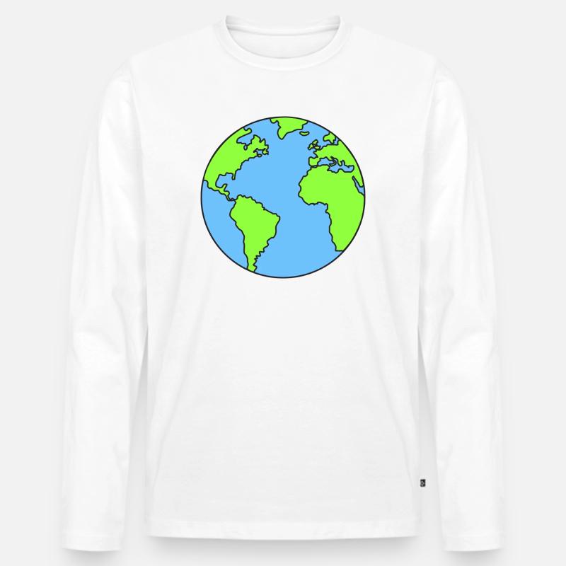 Planet Erde Erdkugel - Männer Premium Bio Langarmshirt - Weiß