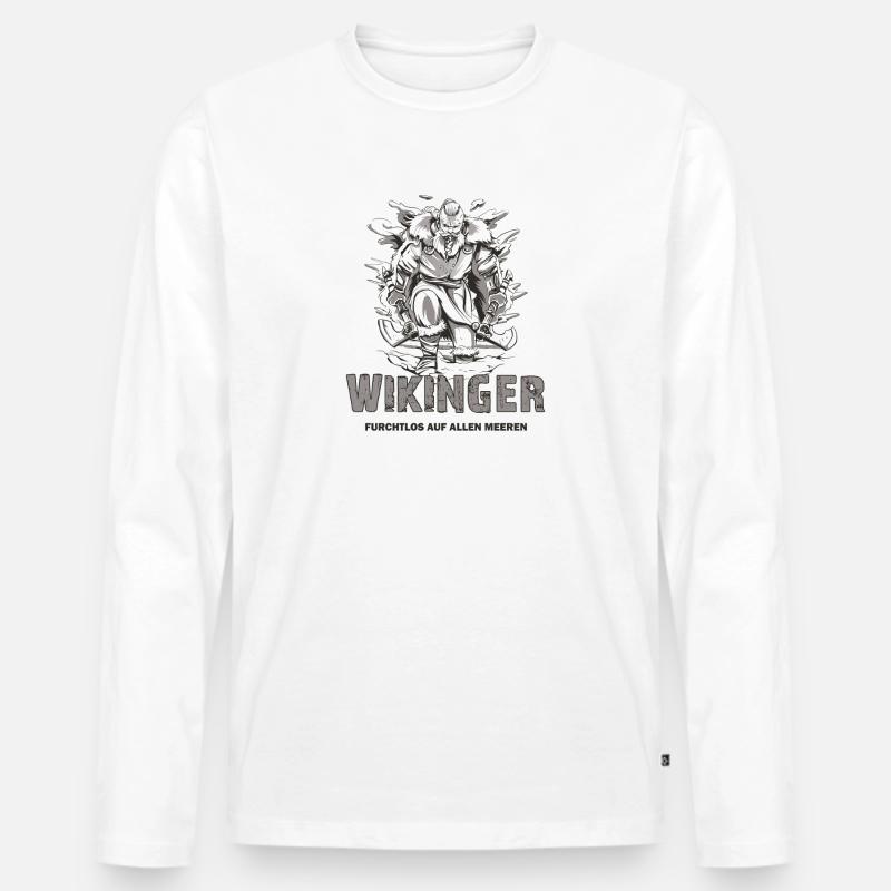 Wikinger Design - Männer Premium Bio Langarmshirt - Weiß