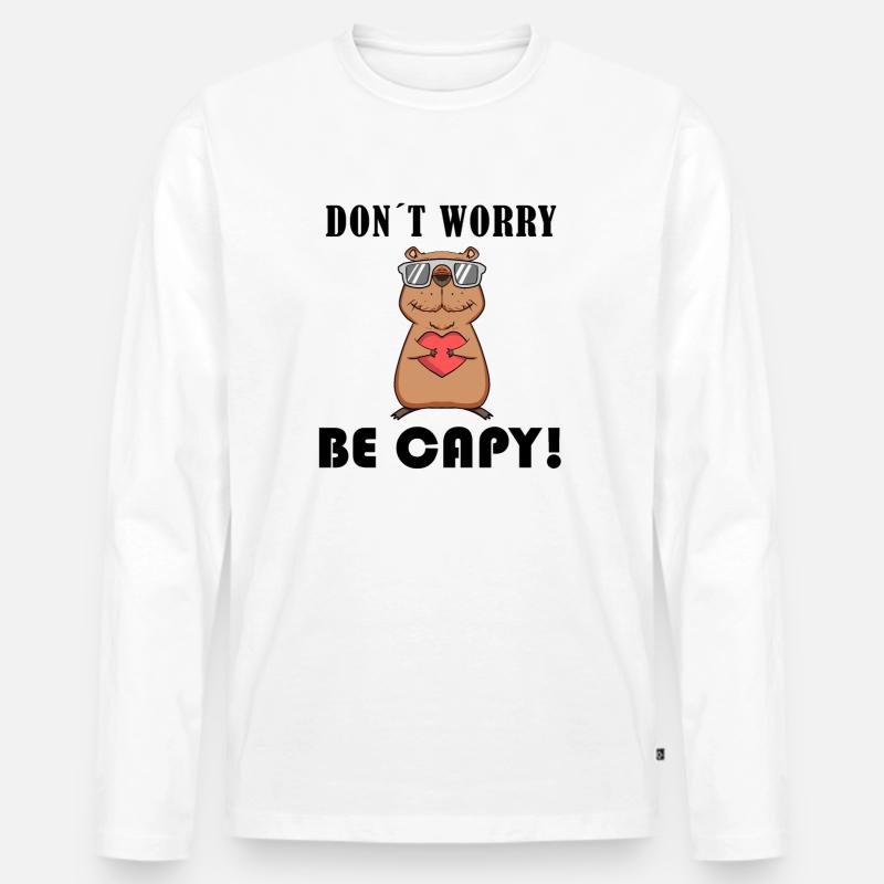 Capybara Wasserschwein Geschenk - Männer Premium Bio Langarmshirt - Weiß