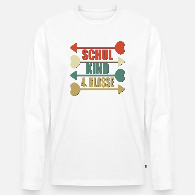 4 Klasse Grundschule - VIERTKLÄSSLER - Männer Premium Bio Langarmshirt - Weiß