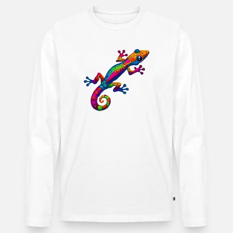 Gecko - Männer Premium Bio Langarmshirt - Weiß