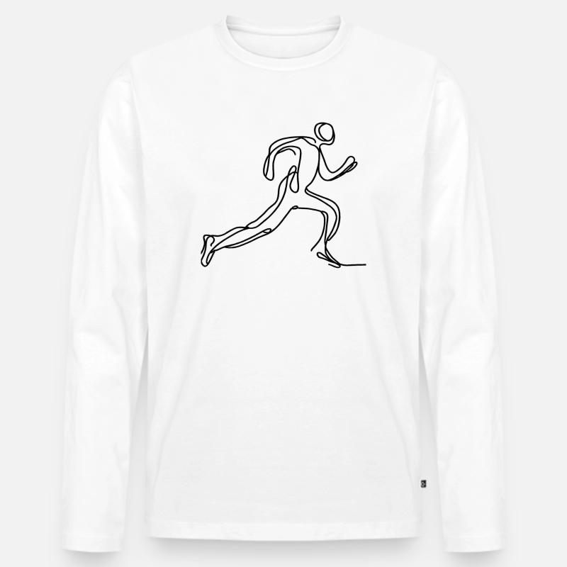 Running One Line Art - Männer Premium Bio Langarmshirt - Weiß