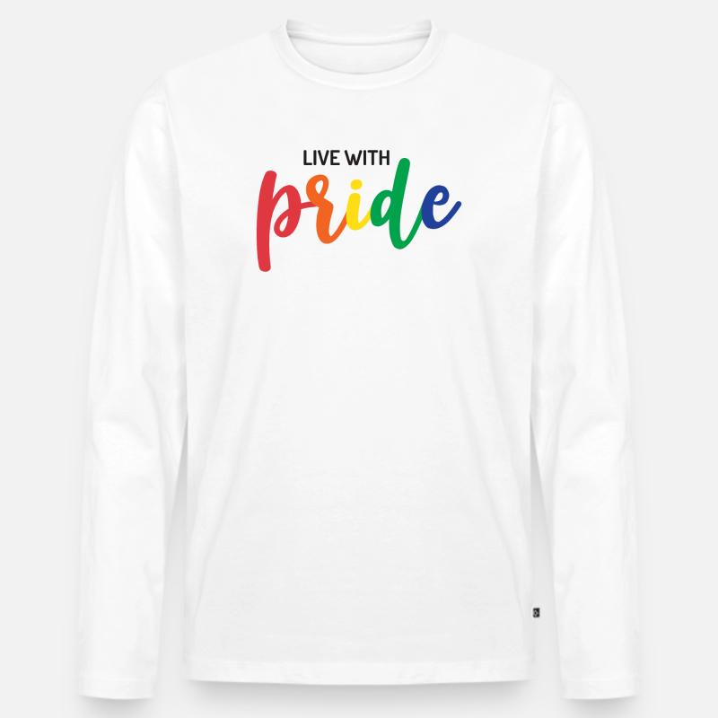Lebe mit Stolz - Männer Premium Bio Langarmshirt - Weiß