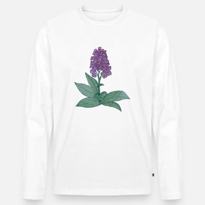 dänische Orchidee - Männer Premium Bio Langarmshirt - Weiß