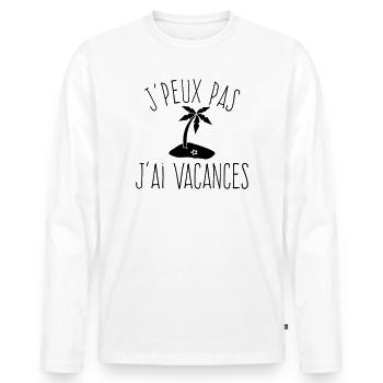 J'peux pas j'ai Vacances - Humour Plage - T-shirt manches longues Premium bio Homme - blanc - Devant - Nico (187cm)