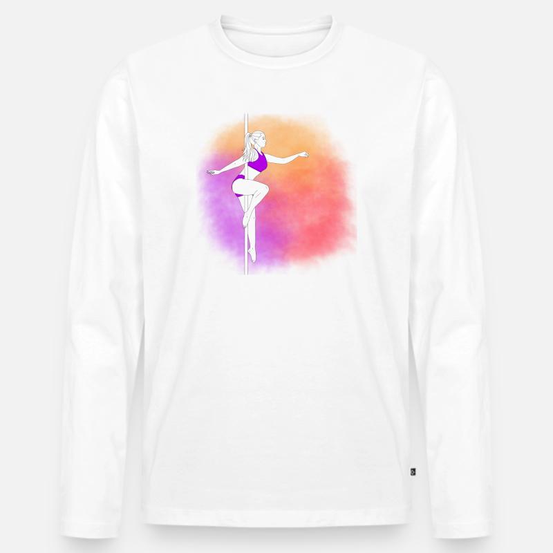 Pole Dance Neon Sunset - Männer Premium Bio Langarmshirt - Weiß