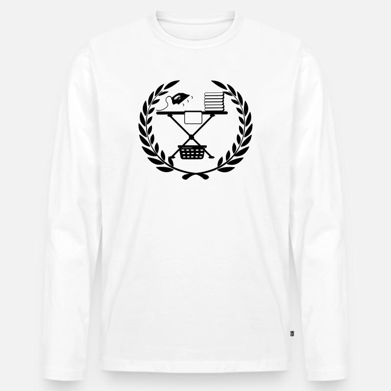 Bügelbrett im Lorbeerkranz - Männer Premium Bio Langarmshirt - Weiß