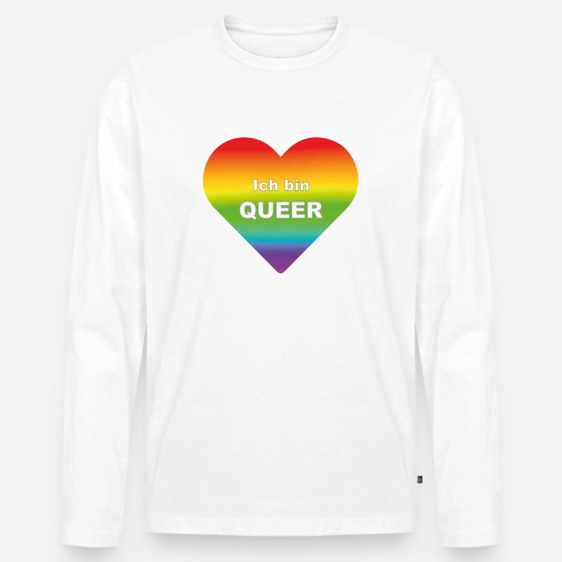 Ich bin queer - Männer Premium Bio Langarmshirt - Weiß