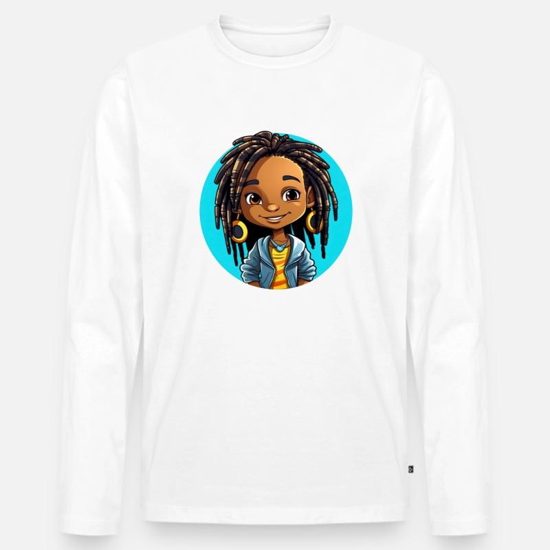 Lebensfrohe Dreadlocks Illustration - Männer Premium Bio Langarmshirt - Weiß