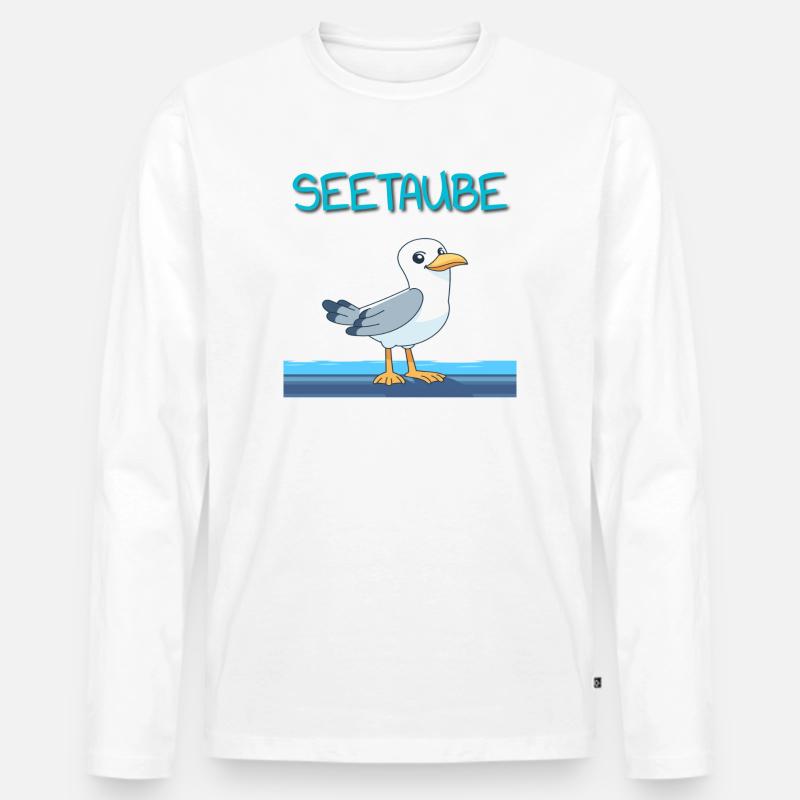 See Taube am Kai - Männer Premium Bio Langarmshirt - Weiß