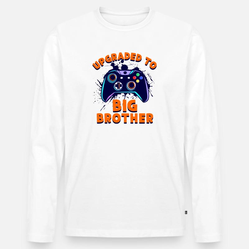 Großer Stolzer Bruder Statement Bruderherz - Männer Premium Bio Langarmshirt - Weiß