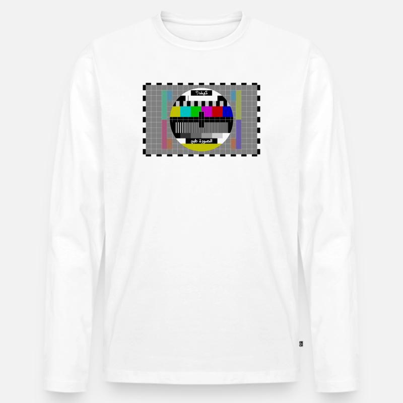 TV Testbild Arabisch - Männer Premium Bio Langarmshirt - Weiß