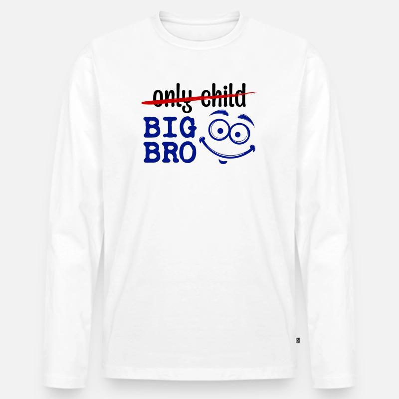 Einzelkind Großer Bruder Statement Bruderherz - Männer Premium Bio Langarmshirt - Weiß