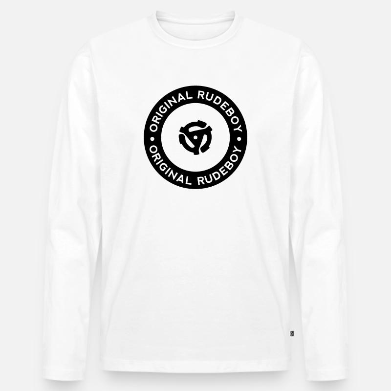 Disco originale in vinile Rudeboy - Black & White Mod - Maglia a manica lunga ecologica premium da uomo - bianco