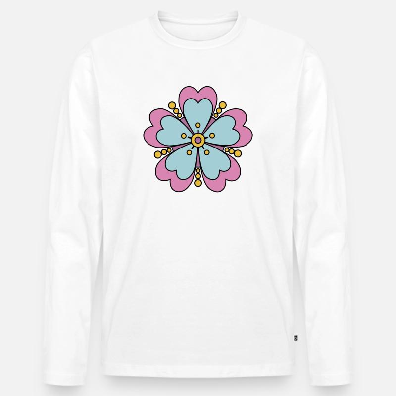 Niedliche Funky Hippie Boho Blume - Männer Premium Bio Langarmshirt - Weiß
