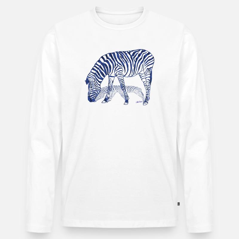 Zebra mit Zebraschatten - Männer Premium Bio Langarmshirt - Weiß