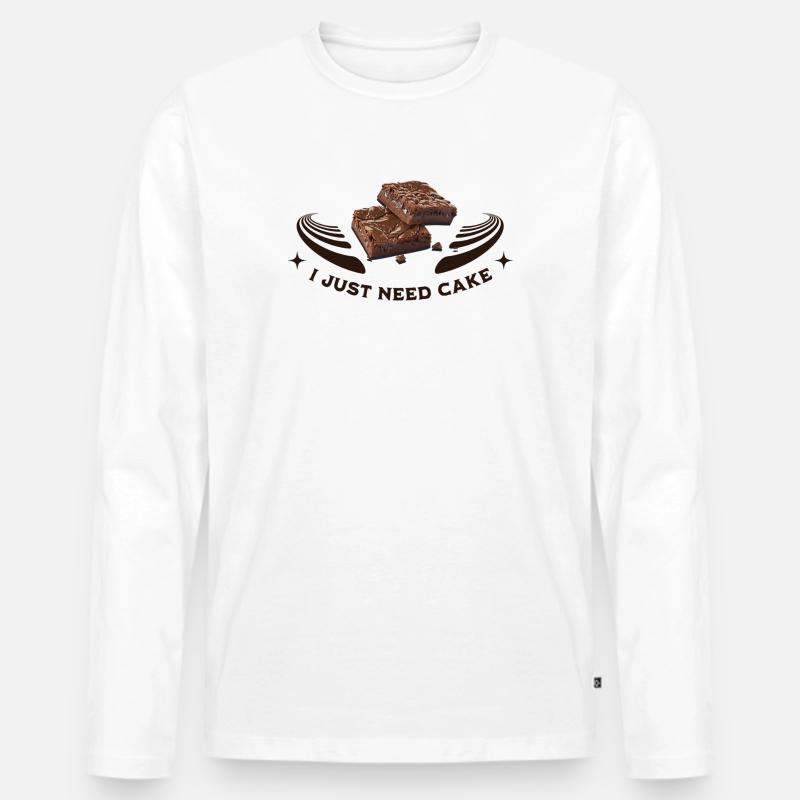 I just need cake - Männer Premium Bio Langarmshirt - Weiß
