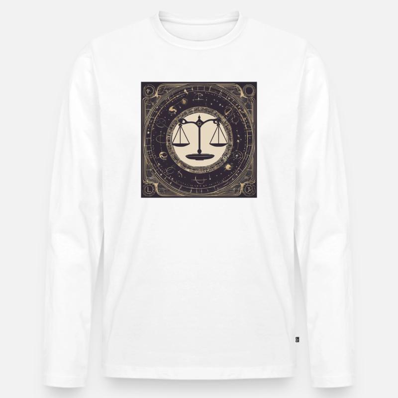 Zodiac Libra - Männer Premium Bio Langarmshirt - Weiß
