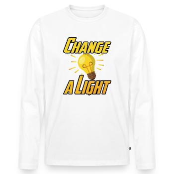 Change a Light - Men's Premium Organic Long Sleeve Shirt - white - Front - Nico (187cm)